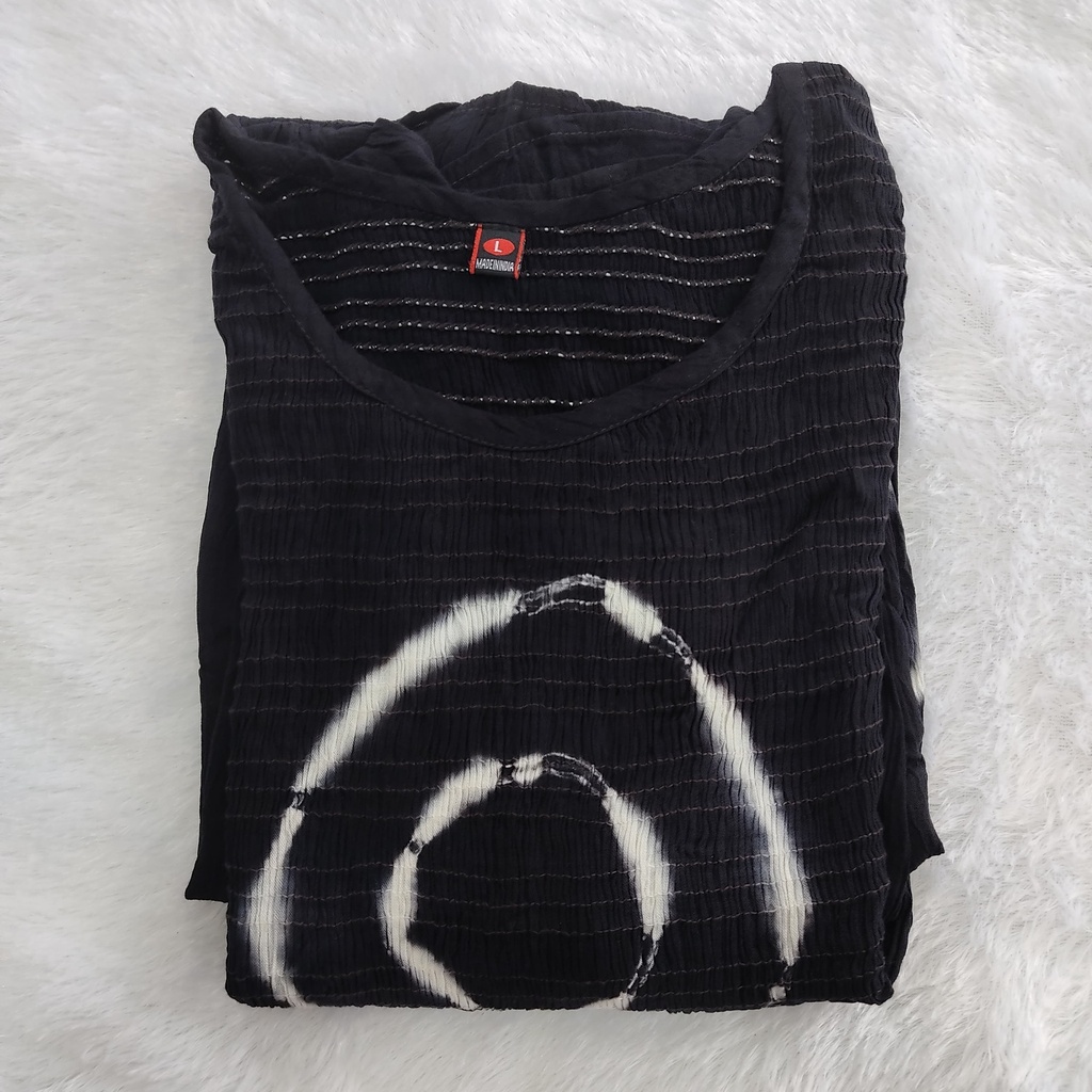 TPC5L5 Black Tie&Dye Printed Aline Frock