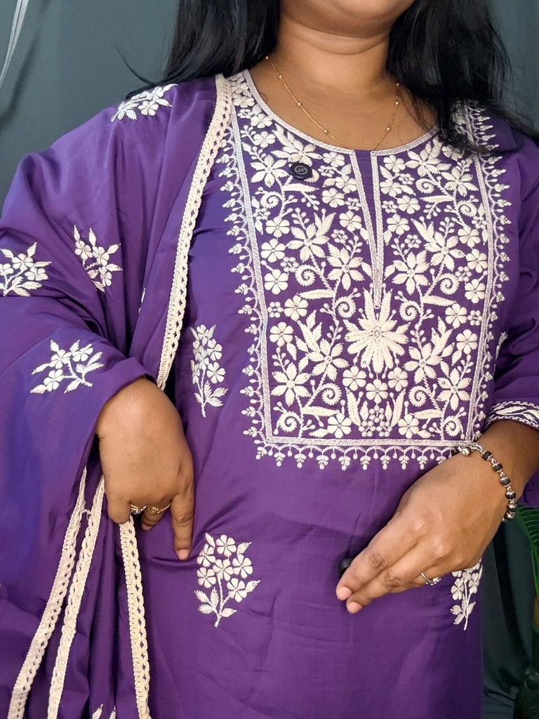 LP0029 Purple Chikankari 3PC Set