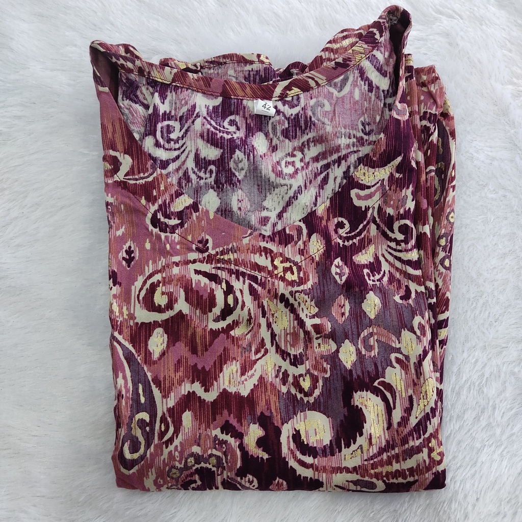 TPC6K5 Wine Print Aline  Feeding Kurti