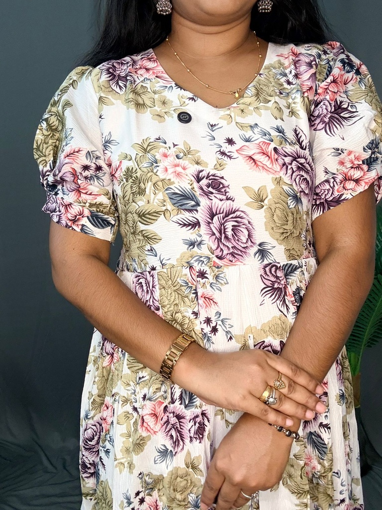 L0090 White Printed Frock