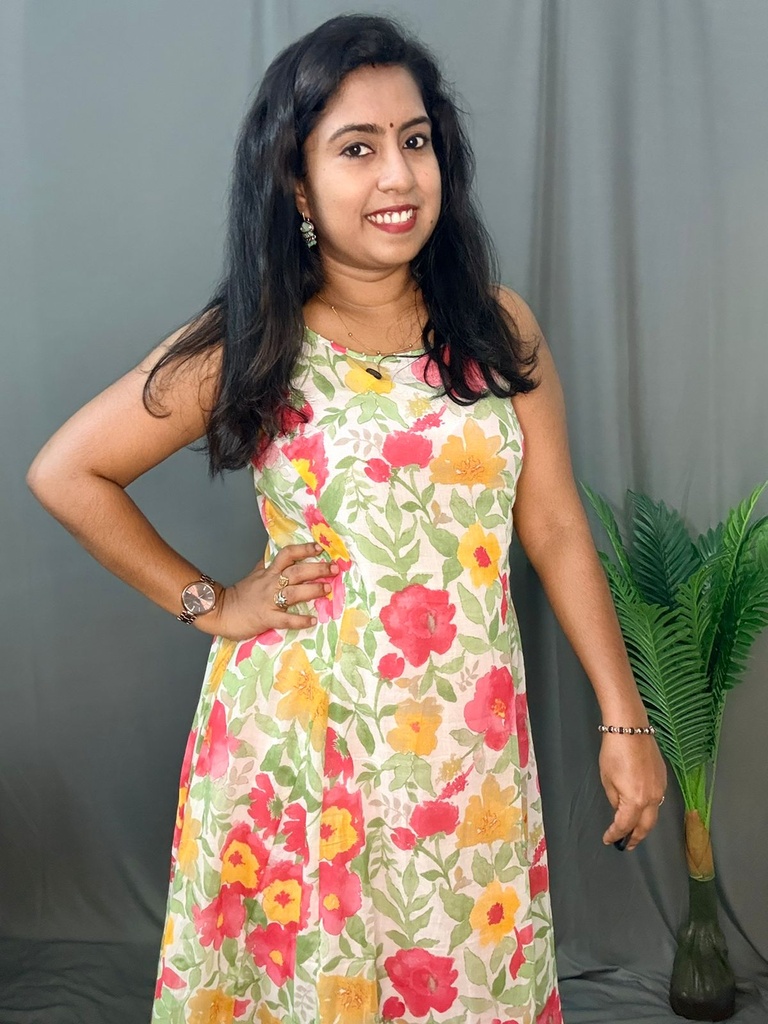 Anvita White Floral Spagetti Strap Panel Cut 2PC