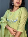 LP0032 Green Mul Chanderi 3PC Set