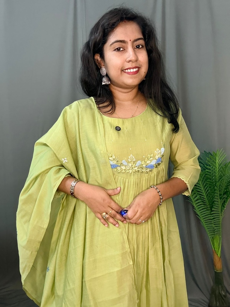 LP0032 Green Mul Chanderi 3PC Set