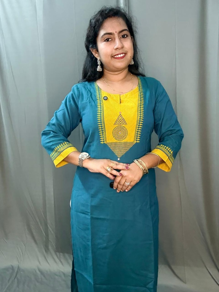 L0126 Anvita Peacock Blue Kurti 