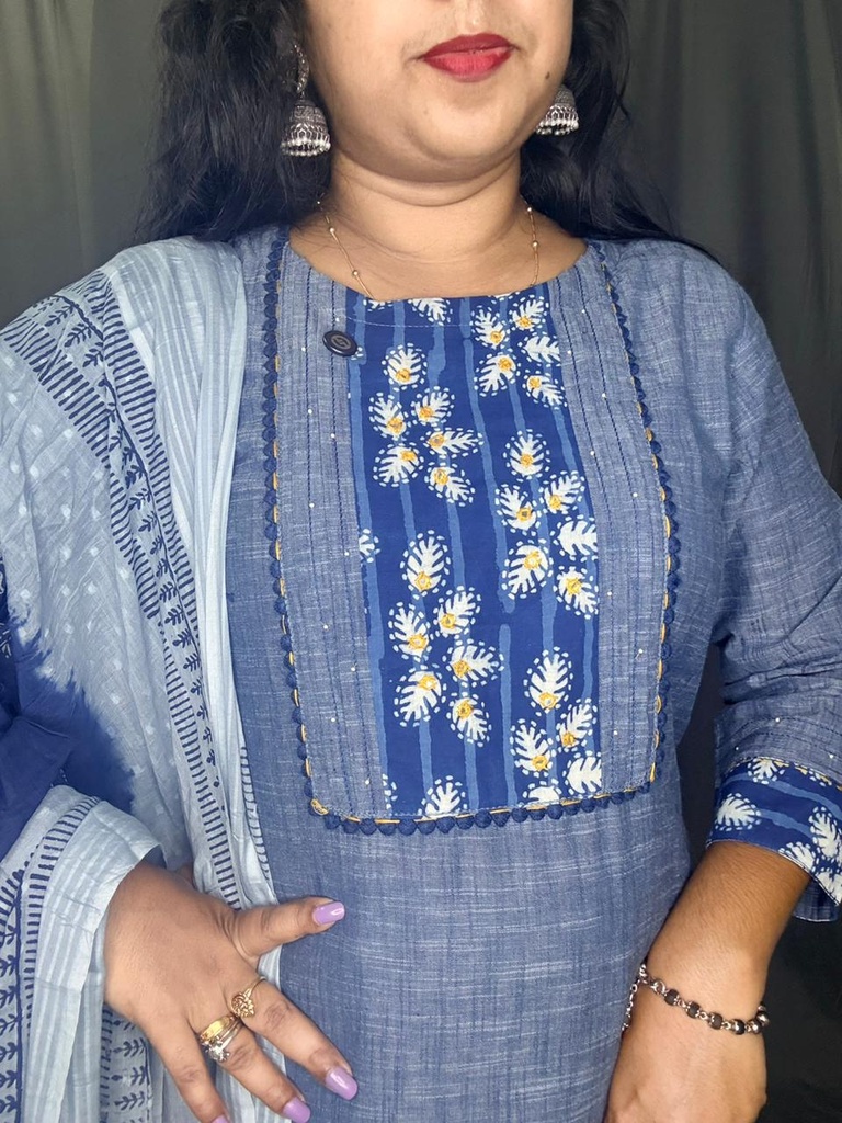 L0136 Anvita Bluish Ash 3PC Set