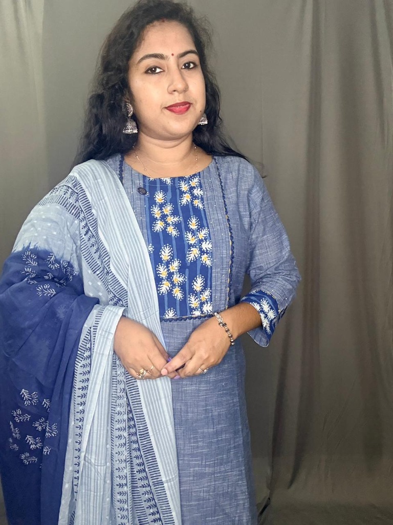 L0136 Anvita Bluish Ash 3PC Set