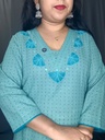 Anvita High V Neck Princesscut Appleque Work Aline Slit Kurti