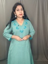 Anvita High V Neck Princesscut Appleque Work Aline Slit Kurti