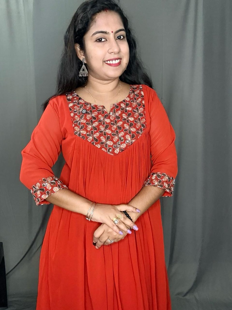 L0141 Orange Georgette Kurti