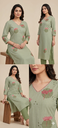 Anvita Pistagreen Strips Slited 2PC Set