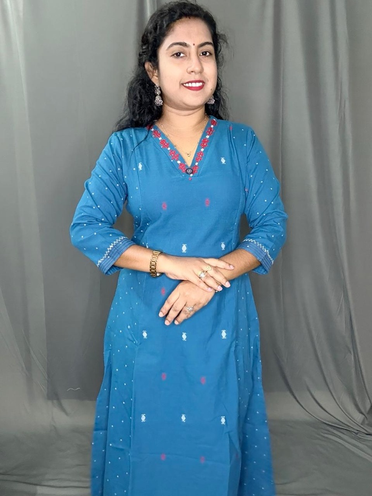  L0161 Anvita Teal Blue Aline Slit Kurti