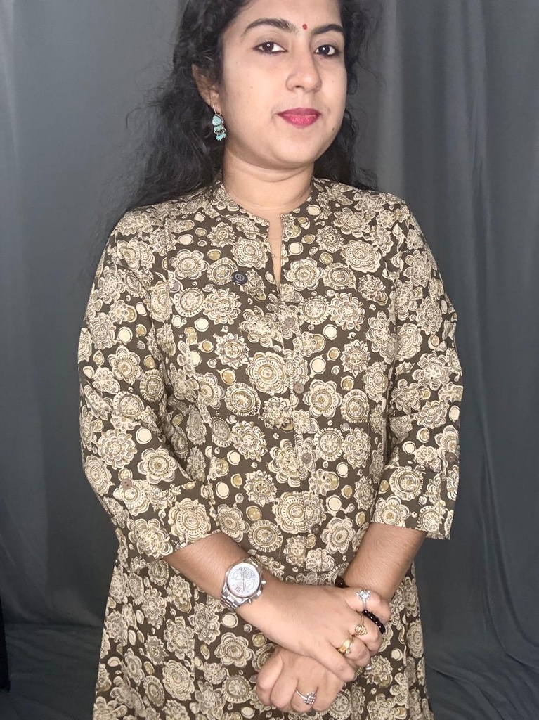 L0165 Anvita Mehendi Green Kalamkari Chinese Color Aline Kurti
