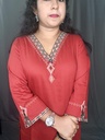 L0166 Anvita Brick Red Slit 2PC Set