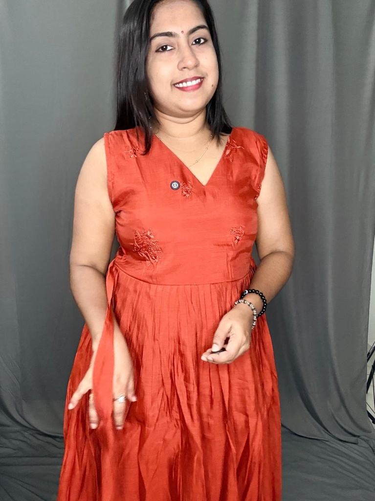 L0171 Mul Chanderi Sleeveless Frock