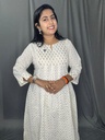L0176 Anvita Off-White & Golden Stripe Aline Slit 2PC Set 