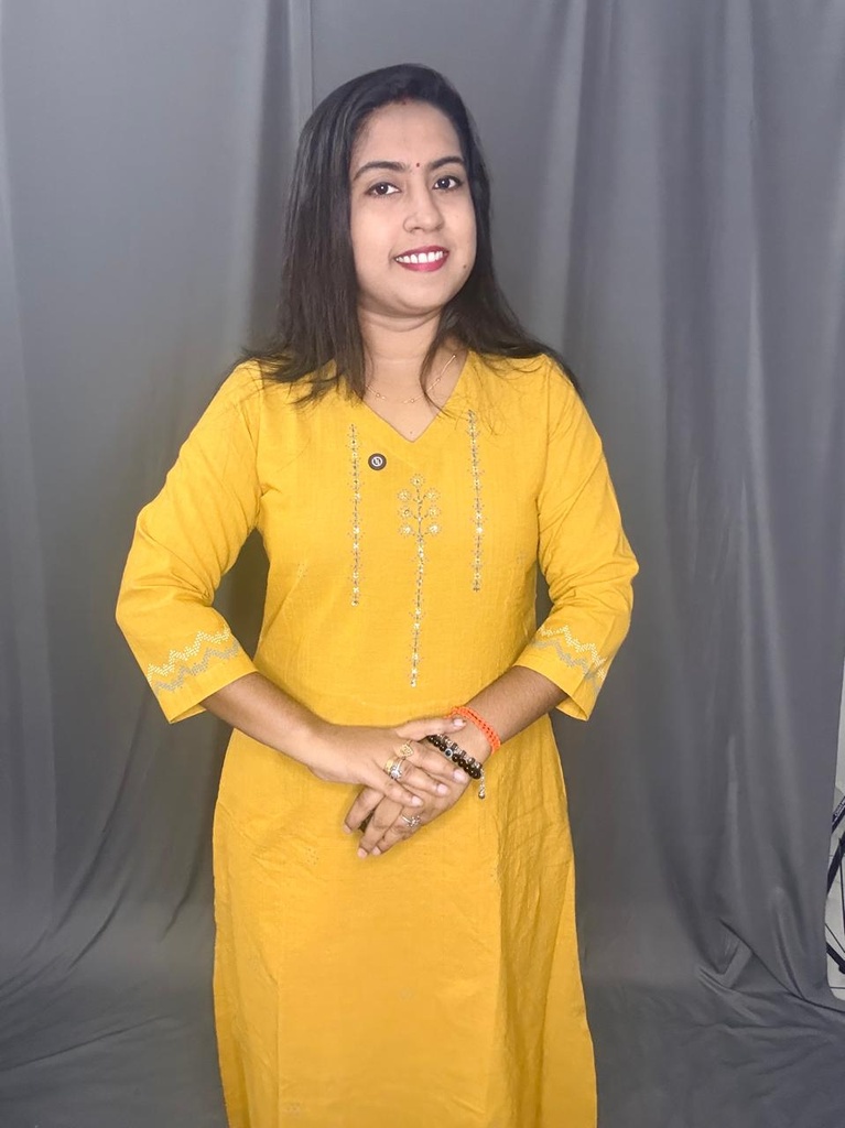 L0187 Anvita Mustard Yellow Aline Slit Kurti