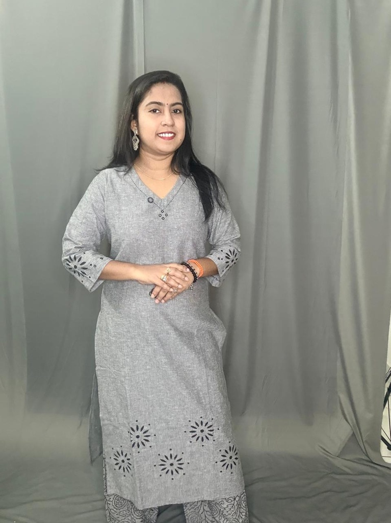  L0188 Anvita Grey Strip Slit 2PC Set