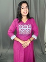 L0191 Anvita Majenta Appleque Work Panal Aline Slit Kurti
