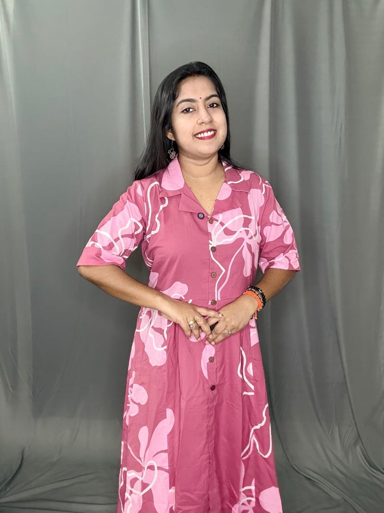 L0192 Anvita Mauve Half Body Panal Collar Aline