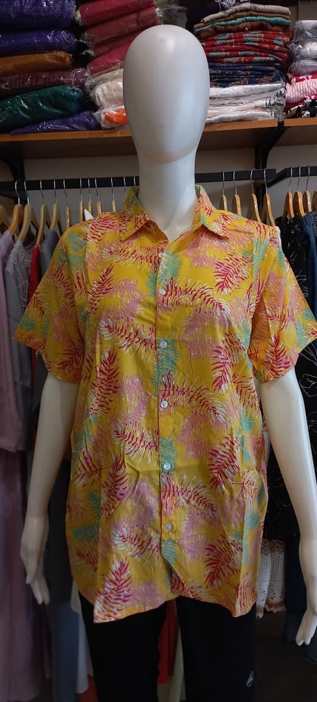 L0202 Yellow Botanical Printed Shirt