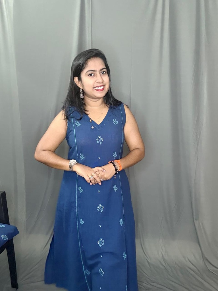  L0208 Anvita Blue Central Panal Thread Work Aline Slit 2PC  