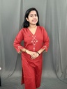 L0212 Anvita Rust V Neck Slit Kurti