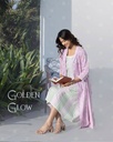 L0213 Anvita Cotton Strip Coloured Aline & Weaving Butta Overcoat Kurti