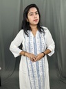 L0214 Wok Premium White Central Panel Work Aline Side Elastic Kurti