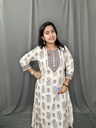 L0216 Anvita White & Black Printed Aline Slit Kurti