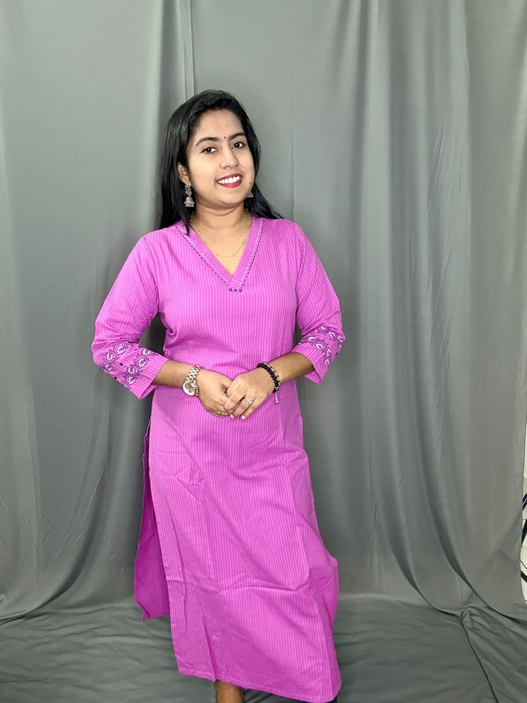 L0217 Anvita V-Neck Cotton Slit Kurti