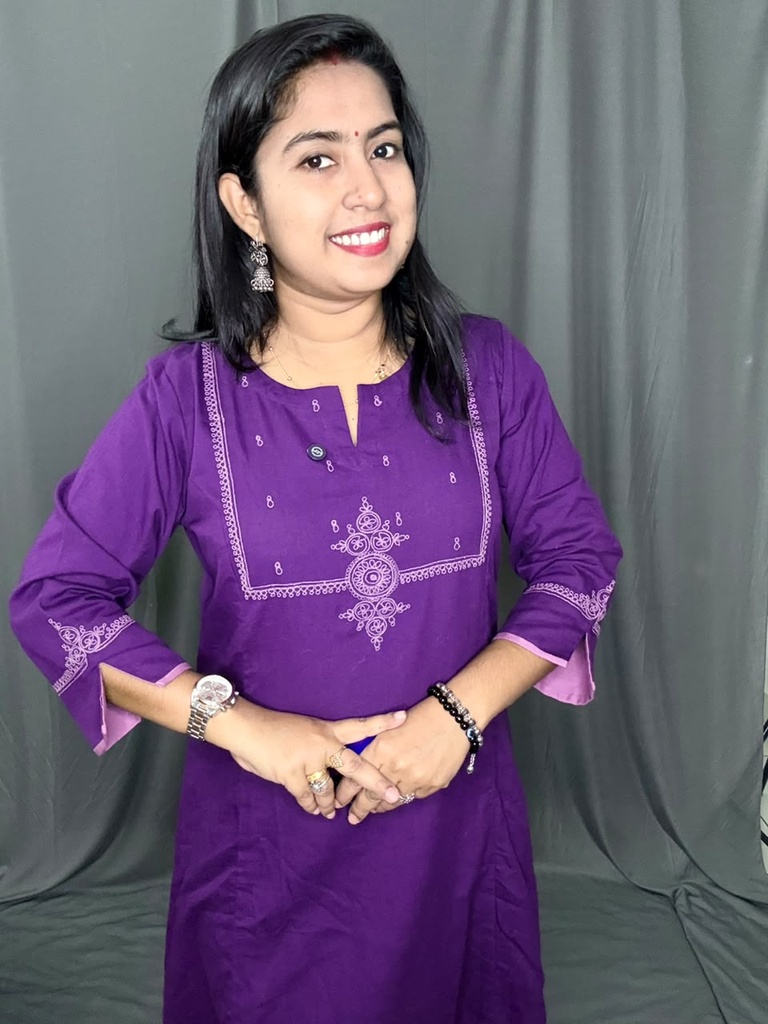 L0218 Anvita Wine Paint Work Aline Slit Kurti