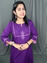 L0218 Anvita Wine Paint Work Aline Slit Kurti