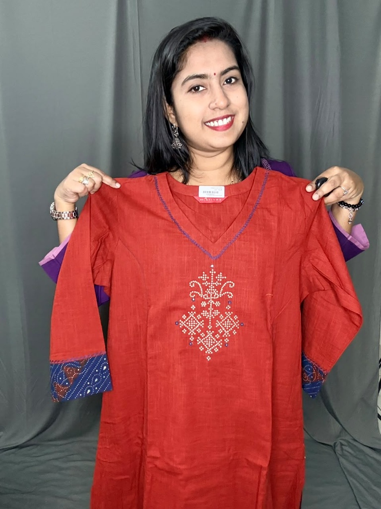 L0219 Anvita Rust Orange Aline Slit Kurti 
