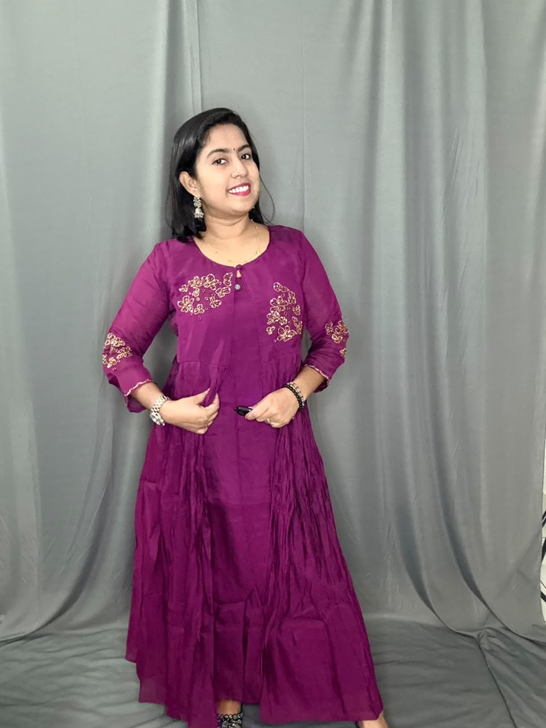L0220 Premium Mul-Chanderi Aline kurti 
