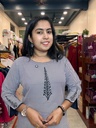 L0223  Anvita White & Black Stripe Slit Kurti 