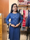 L0225 Anvita Navy Blue Slit 3 Panel Thread Work 2PC