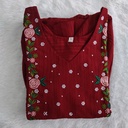 MFC5S1 Maroon Embroidery Feeding Aline Kurti