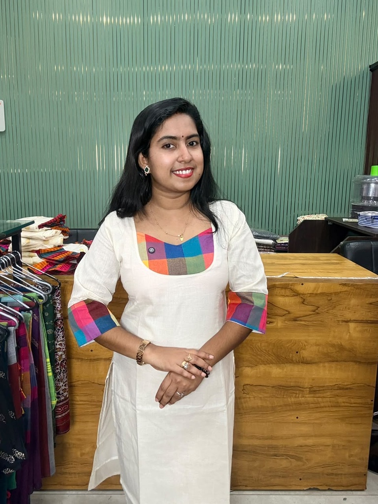 AI002 Madras Check Cora Cotton Slit Kurti  
