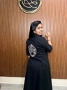 ANV028 Anvita Kalamkari Top & Bottom With Black Overcoat 3PC Set