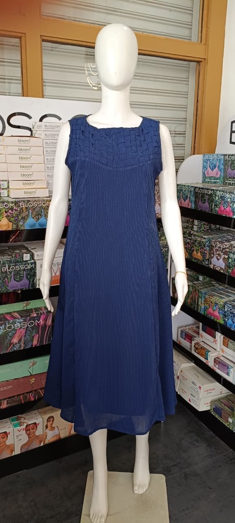 GHA290-BL Navy Blue Sleeveless Aline Kurti