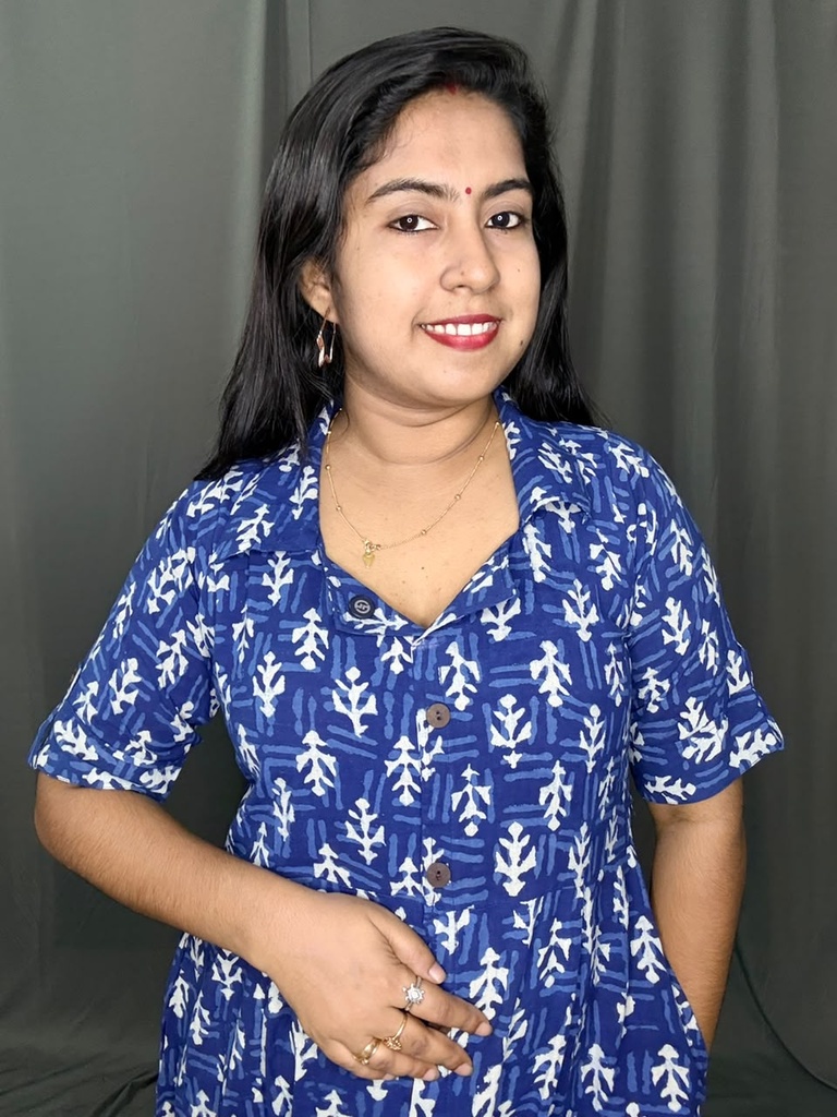 BHL005 Indigo Shirt Collar Frock