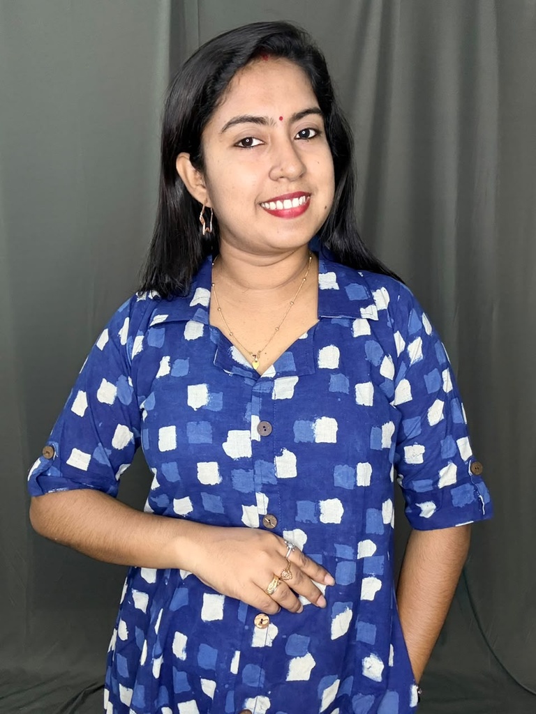BHL007 Indigo Shirt Collar Frock