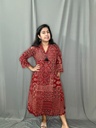 BHL002 Maroon Ajrakh Print Aline Frock With Pompom Lace 