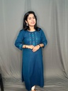 ANV033 Anvita Peacock Appleque Work Slit Kurti 