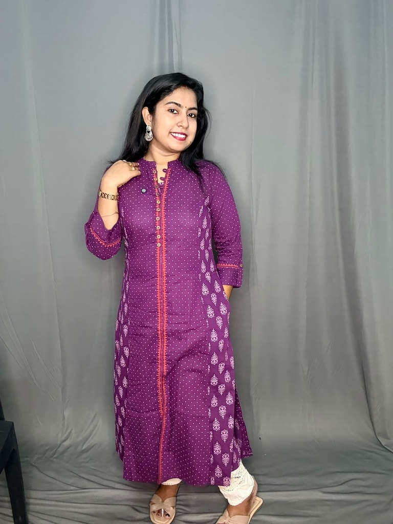 ANV036 Anvita White Polkadots Aline Slit Kurti 