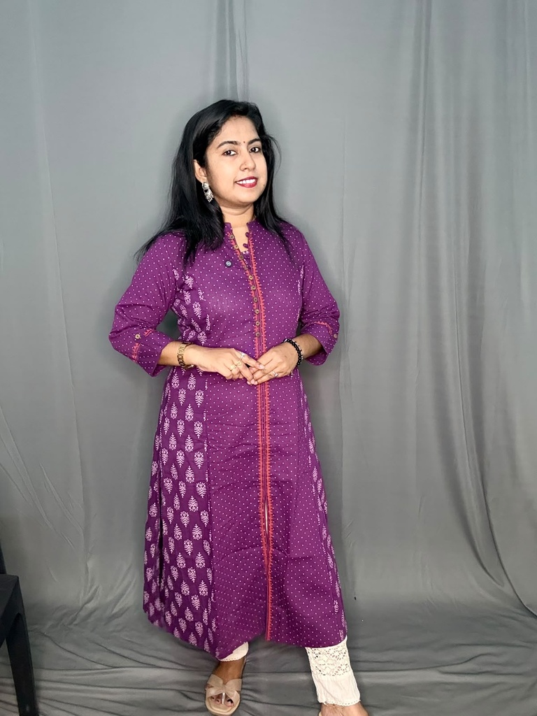 ANV036 Anvita White Polkadots Aline Slit Kurti 