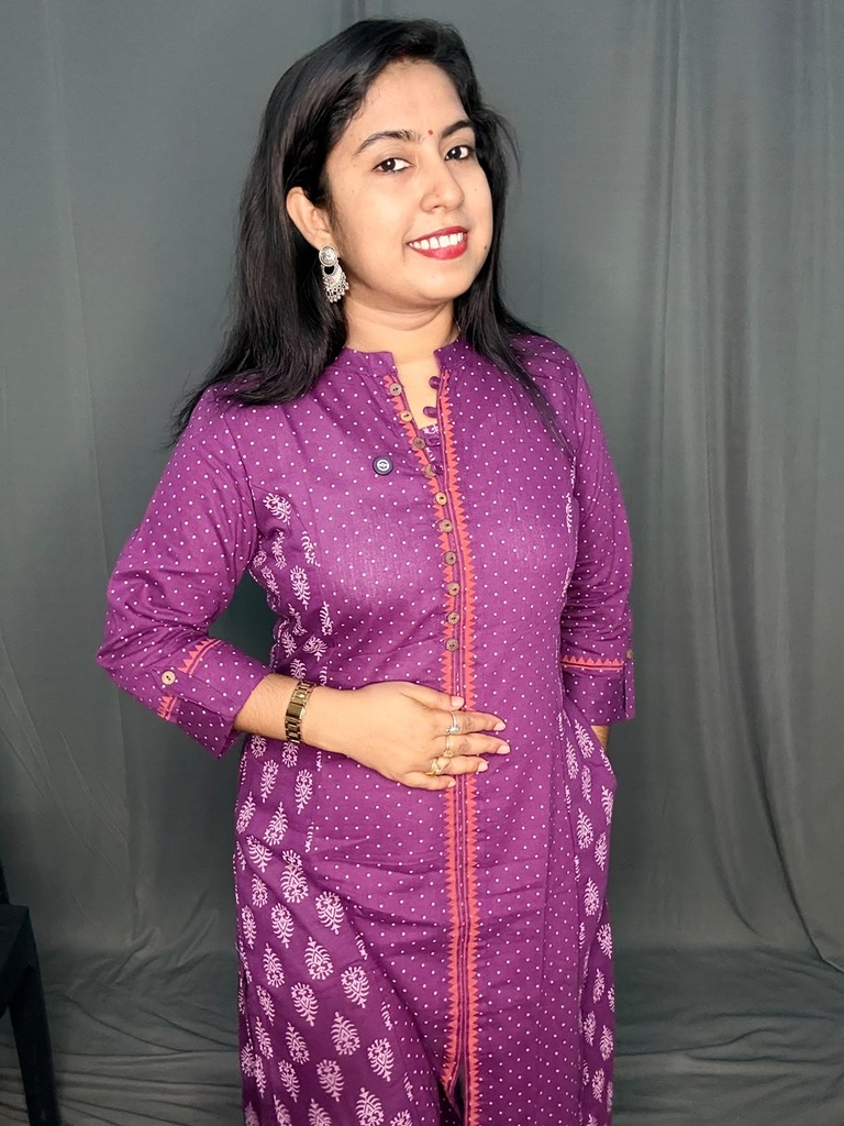 ANV036 Anvita White Polkadots Aline Slit Kurti 