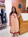 L0194 Anvita Mul-Cotton Beige & Brown Stripe Frock