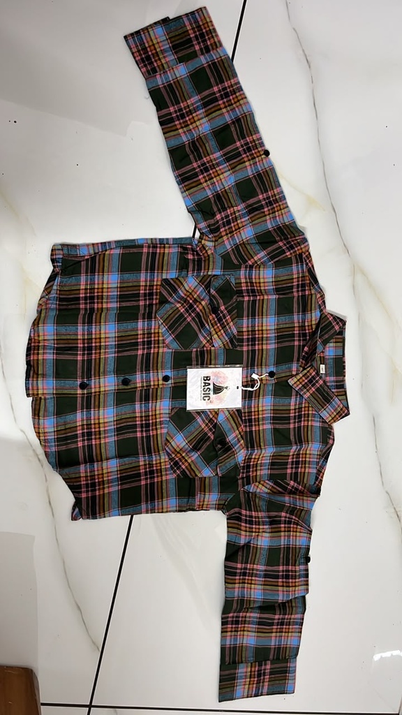 RF002 Mehendi Checked Crop Shirt