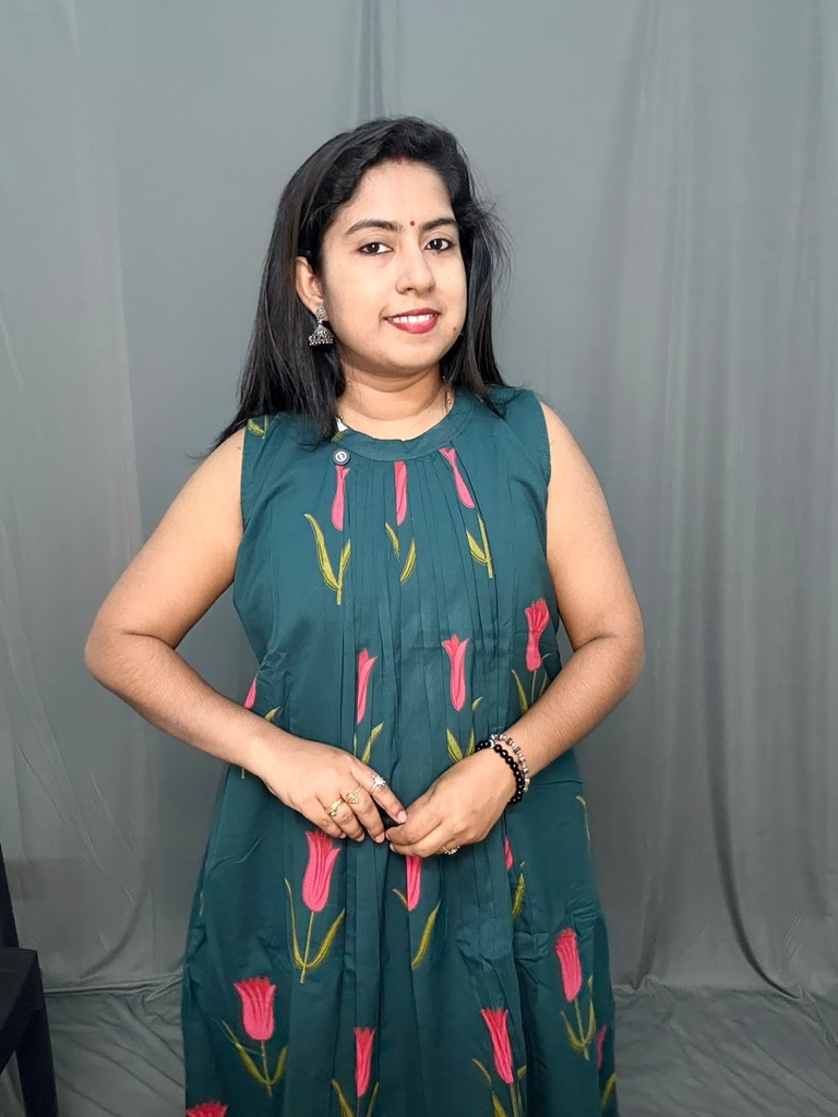 MFA001 Cotton Green Halter Neck Sleeveless Kurti